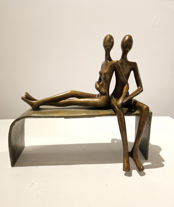 Couple sur un banc - Bronze-Carl JAUNAY