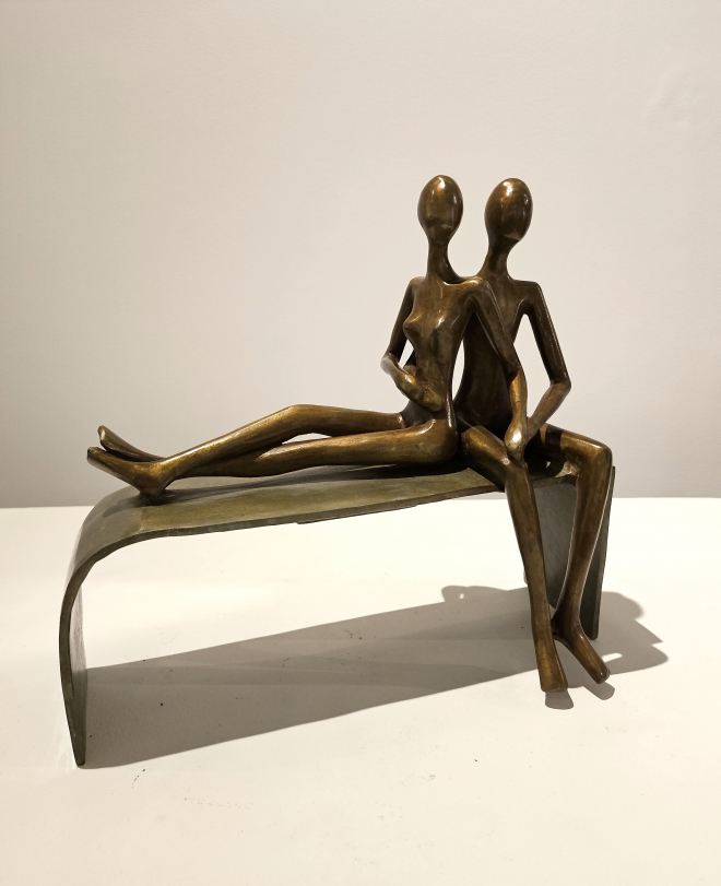 Couple sur un banc - Bronze-Carl JAUNAY