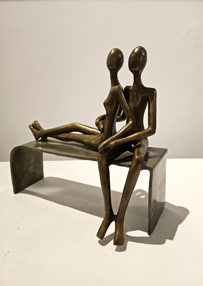Couple sur un banc - Bronze-Carl JAUNAY