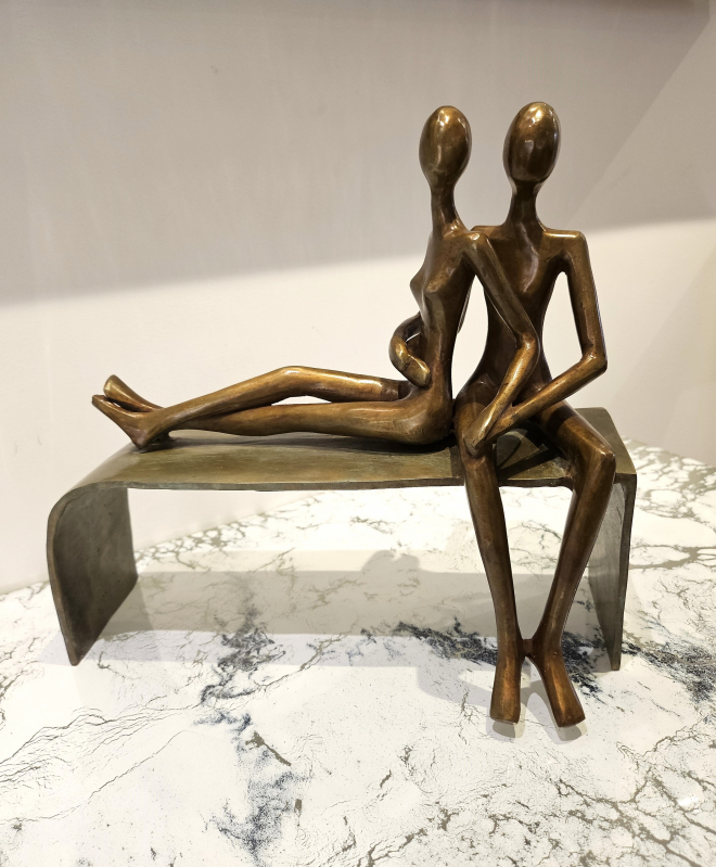 Couple sur un banc - Bronze-Carl JAUNAY