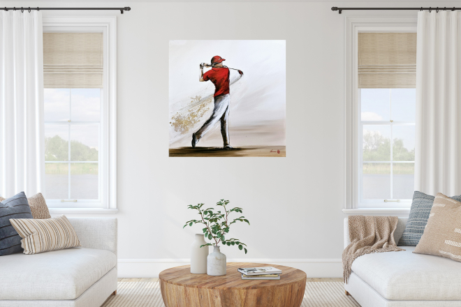 GOLFEUR AU POLO ROUGE-Olivier TRAMONI