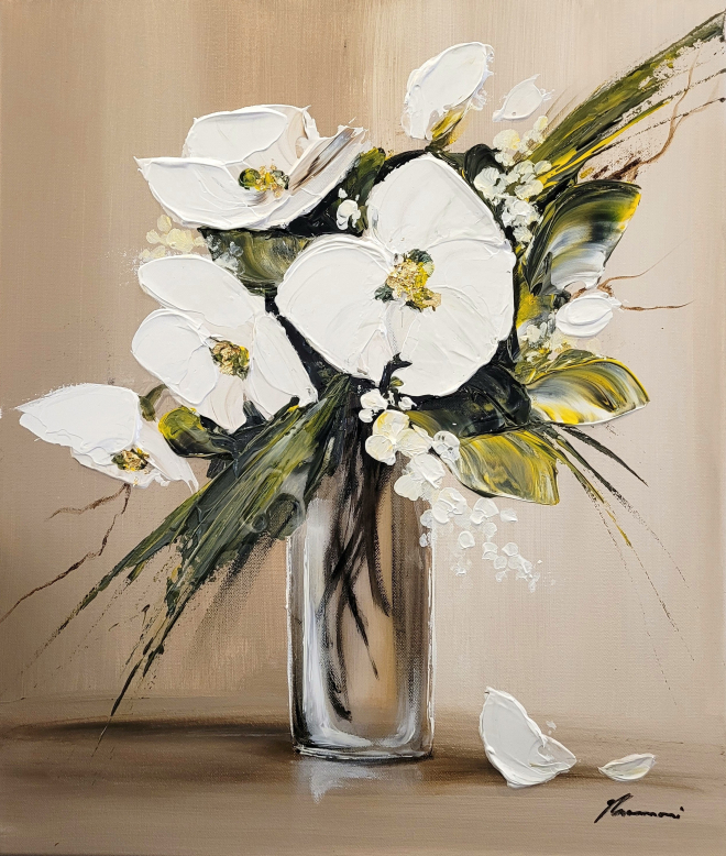 FLEURS BLANCHES ET OR-Olivier TRAMONI