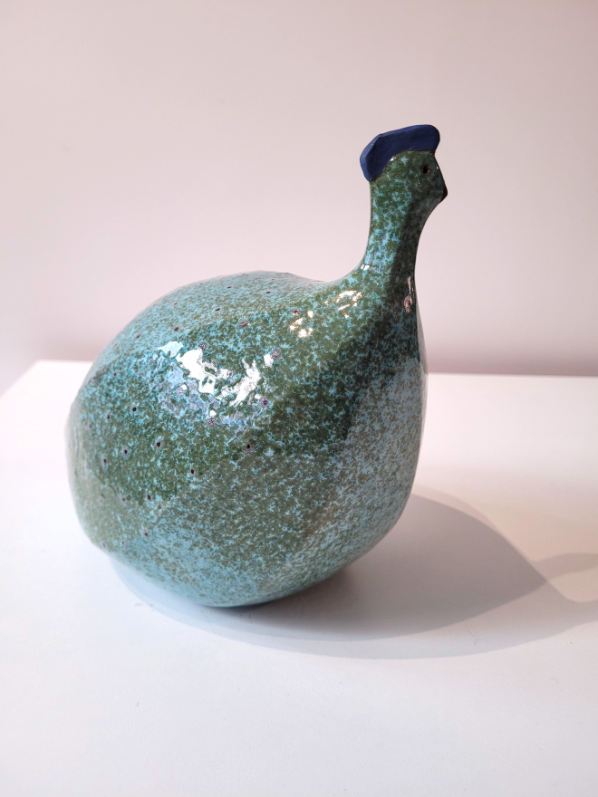 Pintade bleu scarab�e t�te haute (grande)-Olivier FONSECA