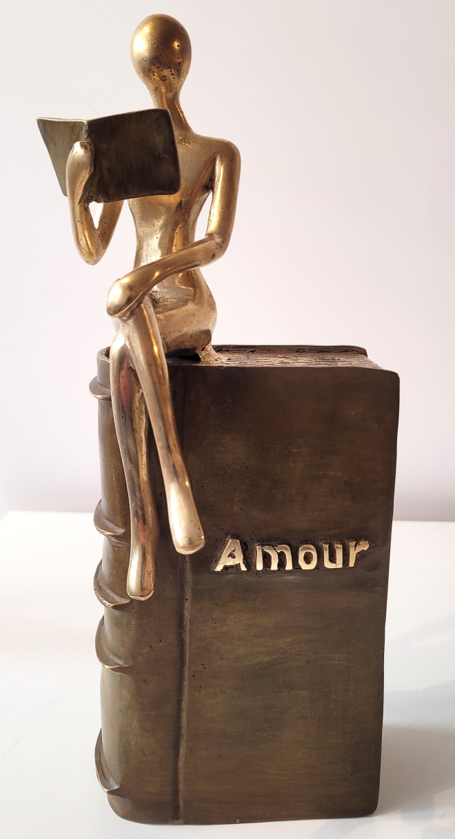 Lectrice bord de livre-Carl JAUNAY