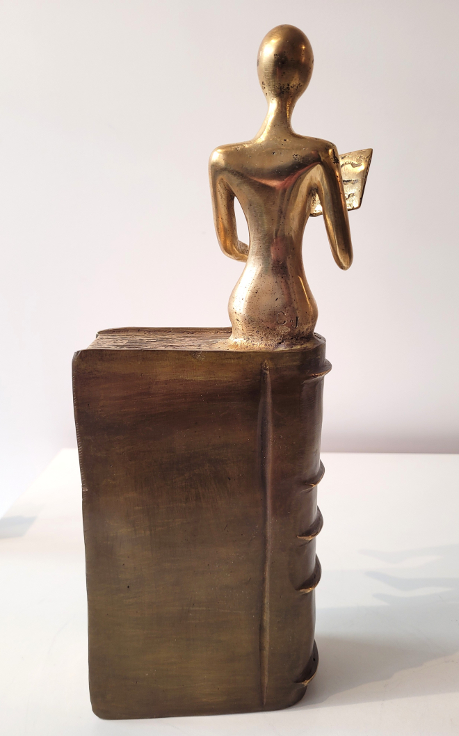 Lectrice bord de livre-Carl JAUNAY