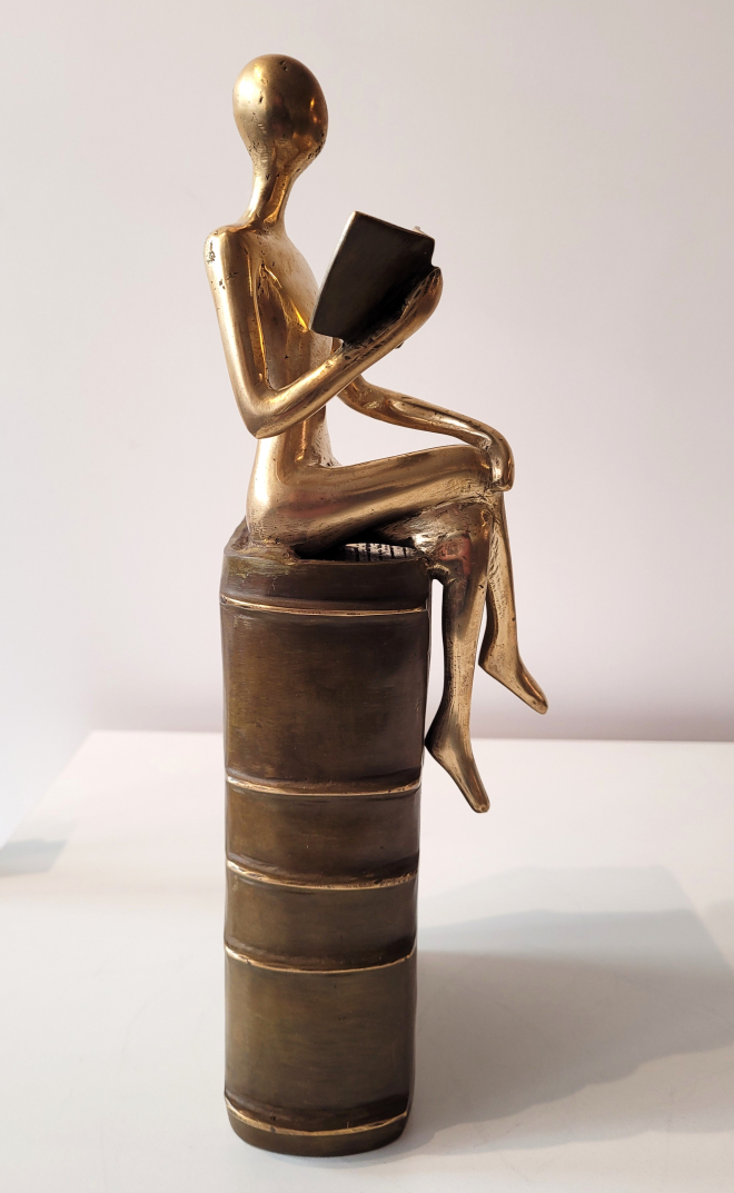 Lectrice bord de livre-Carl JAUNAY