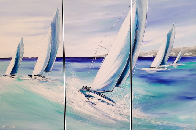 REGATE BLEUE EN TRIPTYQUE-Olivier TRAMONI