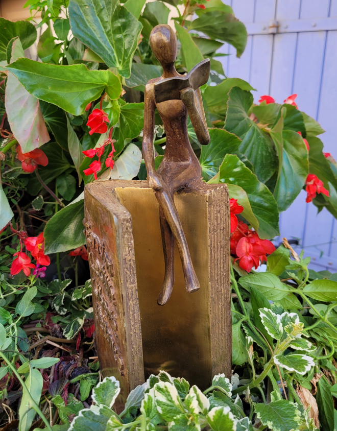 Liseuse sur bord de livre - Bronze-Carl JAUNAY
